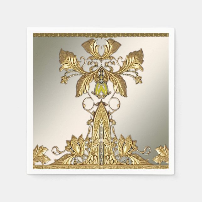 Elegantes Gold Decorative Flornadeln Serviette (Vorderseite)