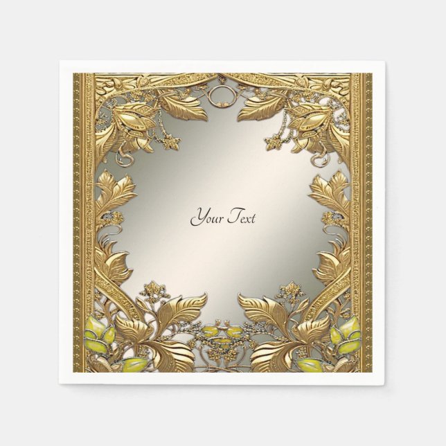 Elegantes Gold Decorative Flornadeln Serviette (Vorderseite)