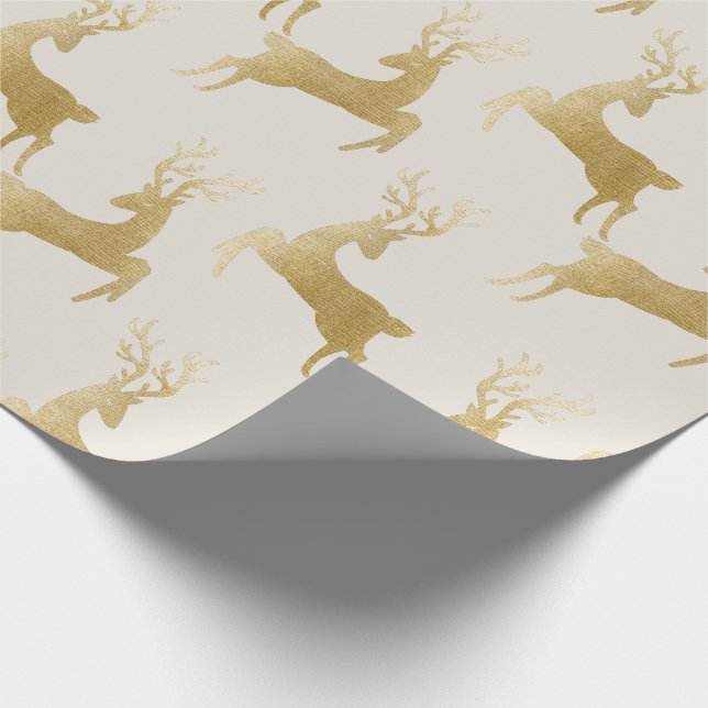 Elegantes Gold Deer Weihnachtswrapping Paper Geschenkpapier (Ecke)
