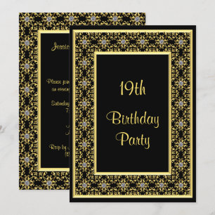 Elegantes Gold, der 19. Geburtstag des Einladung