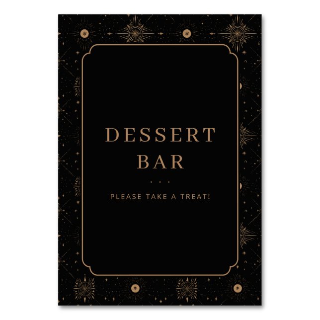 Elegantes Gold Dessertbar-Schild Tischnummer (Vorderseite)