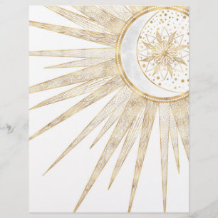 Elegantes Gold Doodles Sun Moon Mandala Design Briefbogen