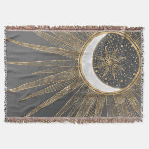 Elegantes Gold Doodles Sun Moon Mandala Design Decke