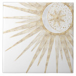 Elegantes Gold Doodles Sun Moon Mandala Design Fliese<br><div class="desc">Dieses wunderschöne, mystische, weiße, goldene Sonne und halbmondfarbener Mond mandala Universum Thema ästhetische Design ist perfekt für Wohngestaltung, Alltagsmode oder besondere Ereignisse verzaubert Dekoration. Ein hübsches, skurriles, weißes, goldenes und mondfarbenes Mandala-Design mit Blume und Blätter, Doodles, Sternen, Punkten, Diamanten, Kreisen, Dreiecken und geometrischen Formen im Meerjungstatzenformat, mit einer halbmondglühenden Bühne,...</div>