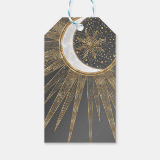 Elegantes Gold Doodles Sun Moon Mandala Design Geschenkanhänger