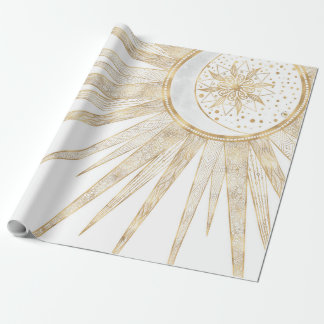 Elegantes Gold Doodles Sun Moon Mandala Design Geschenkpapier