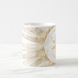 Elegantes Gold Doodles Sun Moon Mandala Design Kaffeetasse