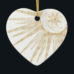 Elegantes Gold Doodles Sun Moon Mandala Design Keramik Ornament<br><div class="desc">Dieses wunderschöne, mystische, weiße, goldene Sonne und halbmondfarbener Mond mandala Universum Thema ästhetische Design ist perfekt für Wohngestaltung, Alltagsmode oder besondere Ereignisse verzaubert Dekoration. Ein hübsches, skurriles, weißes, goldenes und mondfarbenes Mandala-Design mit Blume und Blätter, Doodles, Sternen, Punkten, Diamanten, Kreisen, Dreiecken und geometrischen Formen im Meerjungstatzenformat, mit einer halbmondglühenden Bühne,...</div>