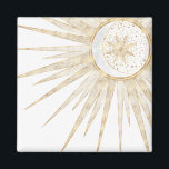 Elegantes Gold Doodles Sun Moon Mandala Design Magnet<br><div class="desc">Dieses wunderschöne, mystische, weiße, goldene Sonne und halbmondfarbener Mond mandala Universum Thema ästhetische Design ist perfekt für Wohngestaltung, Alltagsmode oder besondere Ereignisse verzaubert Dekoration. Ein hübsches, skurriles, weißes, goldenes und mondfarbenes Mandala-Design mit Blume und Blätter, Doodles, Sternen, Punkten, Diamanten, Kreisen, Dreiecken und geometrischen Formen im Meerjungstatzenformat, mit einer halbmondglühenden Bühne,...</div>