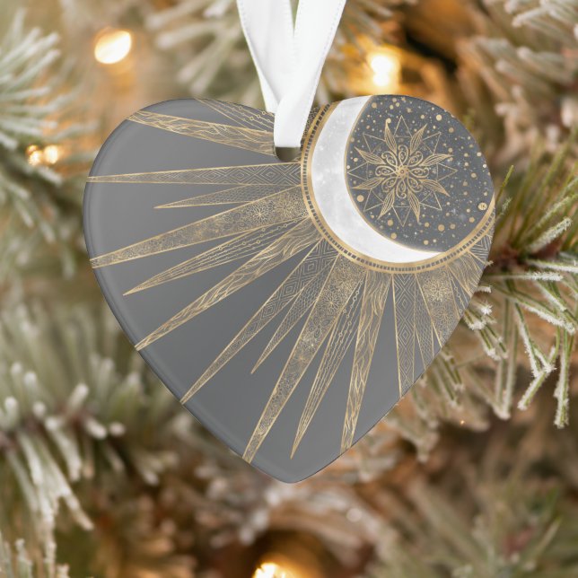 Elegantes Gold Doodles Sun Moon Mandala Design Ornament (Baum)