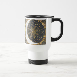 Elegantes Gold Doodles Sun Moon Mandala Design Reisebecher