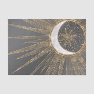 Elegantes Gold Doodles Sun Moon Mandala Design Seidenpapier