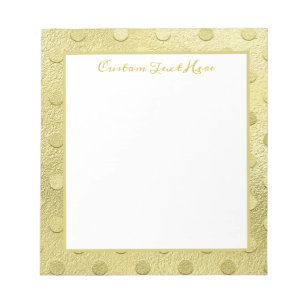 Elegantes Gold Dot Pattern Glam Personalisiert Notizblock