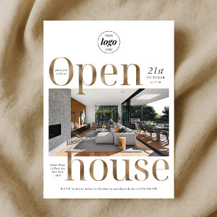 Elegantes Gold Effect Business Open House Ein Foto Einladung