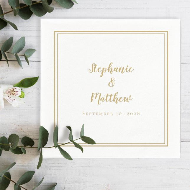 Elegantes Gold Einfache Moderne Minimalistische Ho Serviette (Elegant Gold Simple Modern Minimalist Wedding Napkins)