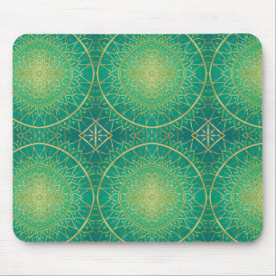 Elegantes Gold Emerald Green Mandala Muster Mousepad