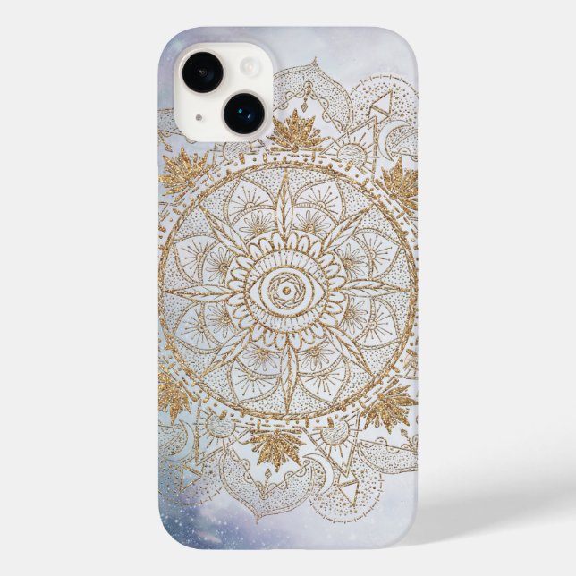 Elegantes Gold Eye Sun Moon Mandala Design Case-Mate iPhone Hülle (Rückseite)