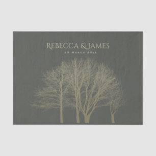 ELEGANTES GOLD FALL AUTUMN BAUM MONOGRAM SEIDENPAPIER