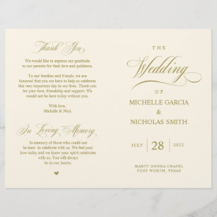 Elegantes Gold, faltbares Hochzeitsprogramm