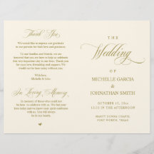 Elegantes Gold, faltbares Hochzeitsprogramm