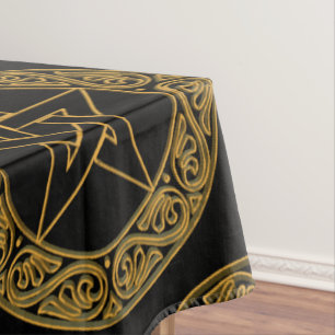 Elegantes Gold Filigree Pentagramm Wicca Star Alta Tischdecke