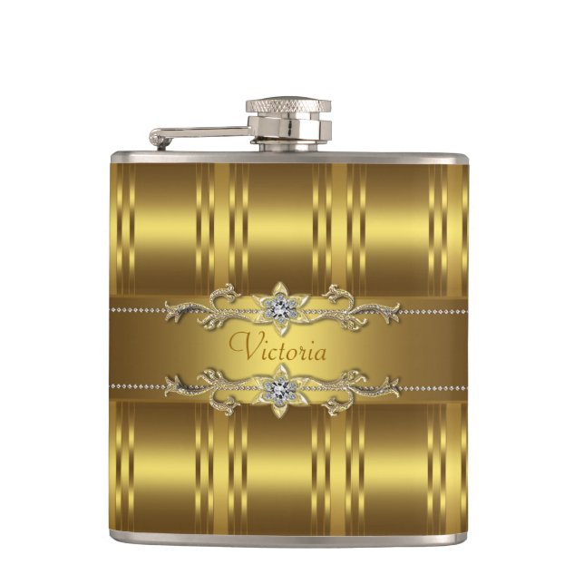 Elegantes Gold Flachmann (Vorderseite)