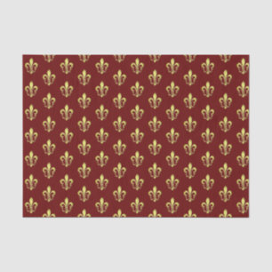 Elegantes Gold Fleurs de lys Dark Red Tissue Paper Seidenpapier