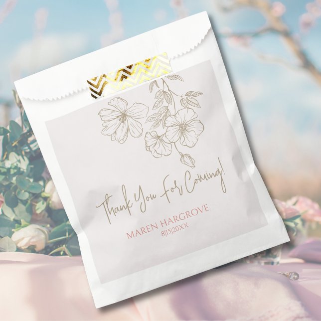Elegantes Gold Floral Brautparty Vielen Dank Geschenktütchen (Elegant Gold Floral Bridal Shower Thank You Favor Bag
)