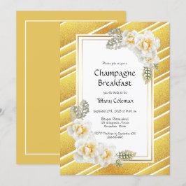 Elegantes Gold Floral Bridal Champagne Frühstück Einladung