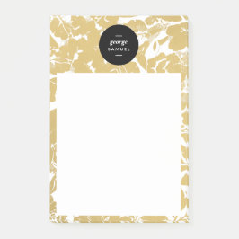 Elegantes Gold Floral Design mit feinem schwarzen  Post-it Klebezettel