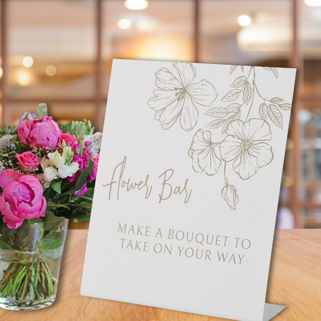 Elegantes Gold Floral Ein kleines Bouquet Sockelschild (Elegant Gold Floral Make A Bouquet Pedestal Sign
)