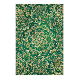 Elegantes Gold Floral Mandala Green Design Fotodruck