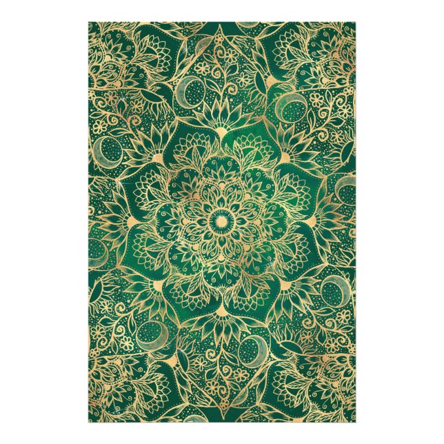 Elegantes Gold Floral Mandala Green Design Fotodruck (Vorne)