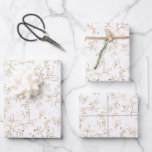 Elegantes Gold Floral Muster Geschenkpapier Set<br><div class="desc">Schöne,  weiße goldfarbene Blumenmuster. Perfekt für alle Geschenkwünsche,  einschließlich Hochzeiten,  Brautpartys,  Jahrestage,  Geburtstage und Weihnachten</div>