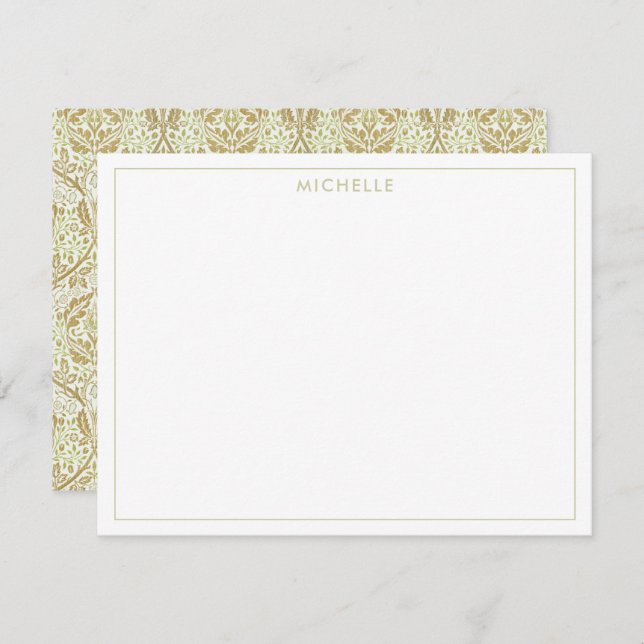 Elegantes Gold Floral Muster Mitteilungskarte (Vorne/Hinten)