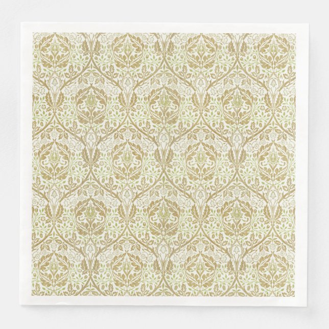 Elegantes Gold Floral Muster Serviette (Vorderseite)