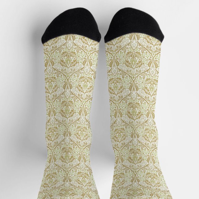 Elegantes Gold Floral Muster Socken (Oben)
