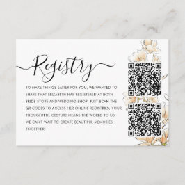 Elegantes Gold Floral Registry QR Code Brautparty Begleitkarte