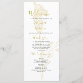 Elegantes Gold Floral Script Simple Wedding Progra Programm