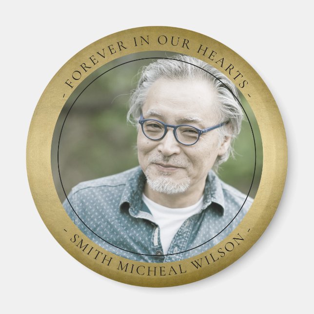 ELEGANTES GOLD FOIL BEILEID MEMORIAL FOTO MAGNET (Vorne)