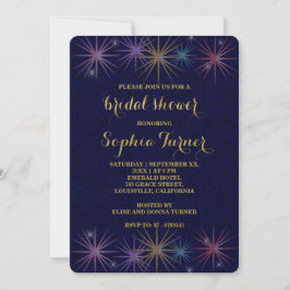 Elegantes Gold Foil Blue Glitzer Brautparty Einladung