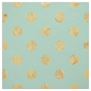 Elegantes Gold Foil Polka Dot Pattern - Aquamarine Stoff