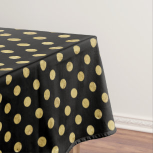Elegantes Gold Foil Polka Dot Pattern - Gold & Bla Tischdecke
