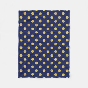 Elegantes Gold Foil Polka Dot Pattern - Gold & Blu Fleecedecke