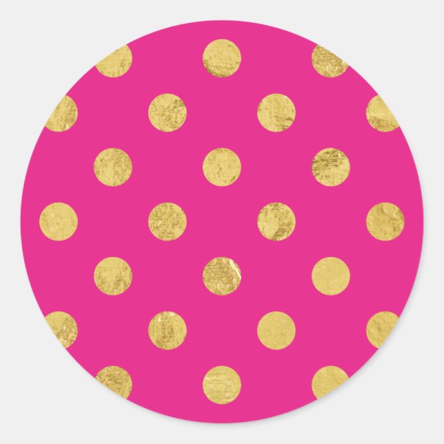 Elegantes Gold Foil Polka Dot Pattern - Gold & Pin Runder Aufkleber (Vorderseite)