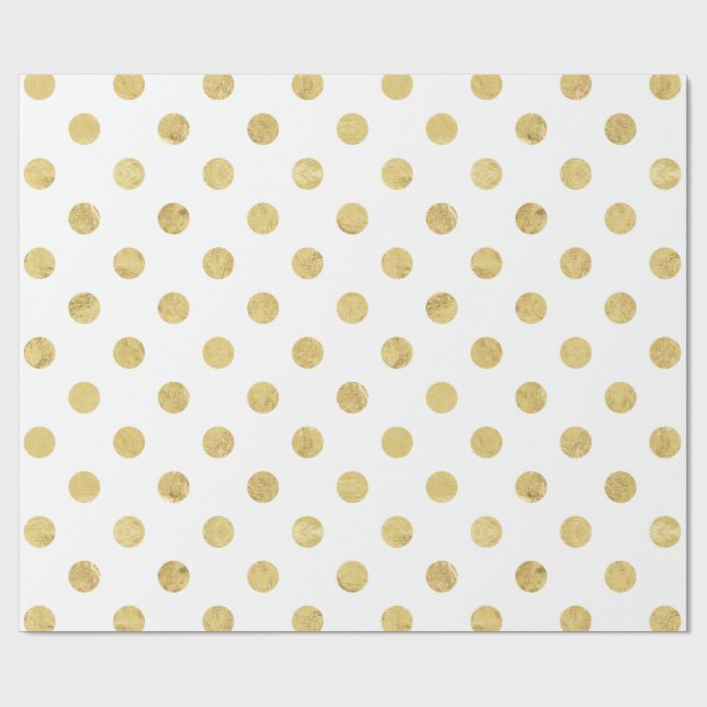 Elegantes Gold Foil Polka Dot Pattern - Gold & Wei Geschenkpapier (Flach)