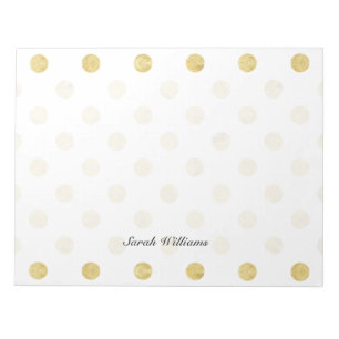 Elegantes Gold Foil Polka Dot Pattern - Gold & Wei Notizblock