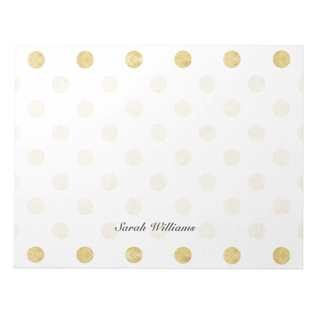 Elegantes Gold Foil Polka Dot Pattern - Gold & Wei Notizblock (Vorderseite)