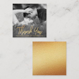 Elegantes Gold Foil Script Foto Vielen Dank Begleitkarte