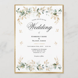Elegantes Gold Foilage Watercolor-Script Einladung